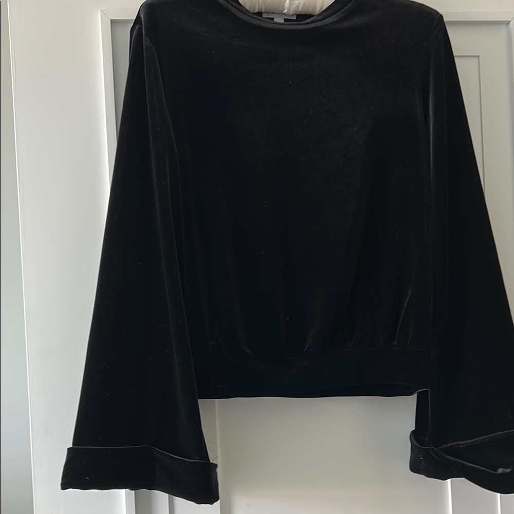 Leith Black Bell Sleeve Blouse Relaxed Boxy